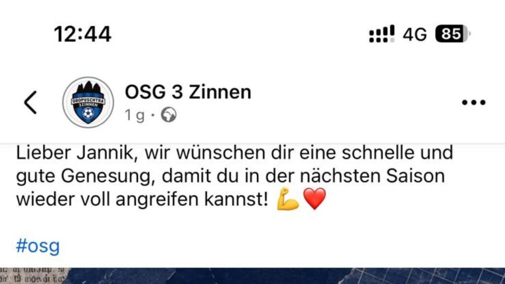 Jannik Sinner torna a Sesto Pusteria e saluta la squadra del paese